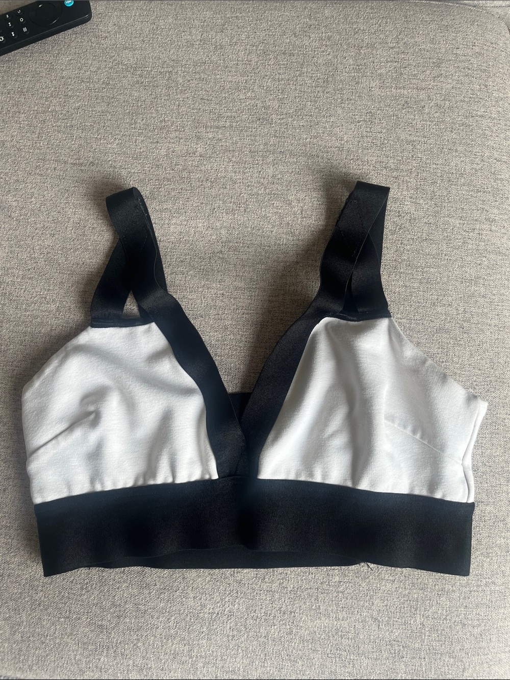 bebe Two-Tone Wireless Bralette in White and Black